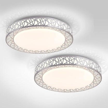 ASD 20 Inch LED Flush Mount Ceiling Light Fixture for Bedroom, 42W 2474LM 5CCT 2700K-5000K, Dimmable Lights, Dining, Living Room, Kitchen Lamps, Modern Home Lighting Fixtures, Nickel, ETL, 2 Pack