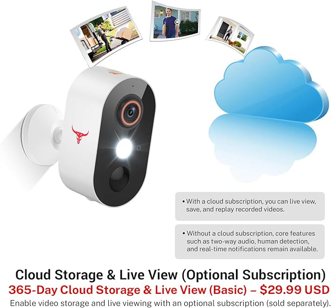 1080p Wireless Security Camera with AI Human Detection, Night Vision, 2-Way Talk, Cloud Storage, 2.4G WiFi, Battery Camera for Home Security (1 Spotlight)
