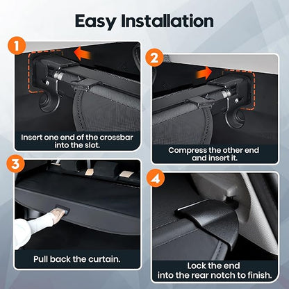 Powerty Cargo Cover for GMC Acadia/Chevy Traverse 2024 2025 /Buick Enclave 2025,Retractable Trunk Cover GMC Acadia Accessories,Privacy Security Shield Shade Cover Black
