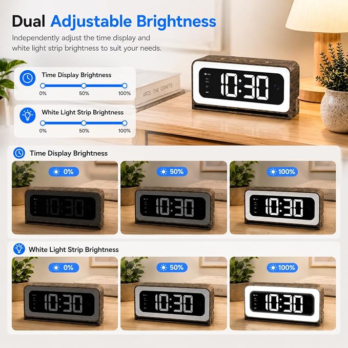 Clock Camera 2K,5G&2.4G WiFi Indoor Security Camera Wood Grain,Cameras for Home Security,3 in 1 Indoor Camera with Alarm,Full Color Night Vision Human Motion Detection Local Storage