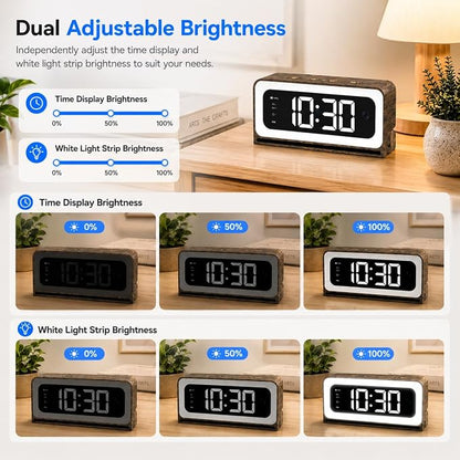 Clock Camera 2K,5G&2.4G WiFi Indoor Security Camera Wood Grain,Cameras for Home Security,3 in 1 Indoor Camera with Alarm,Full Color Night Vision Human Motion Detection Local Storage