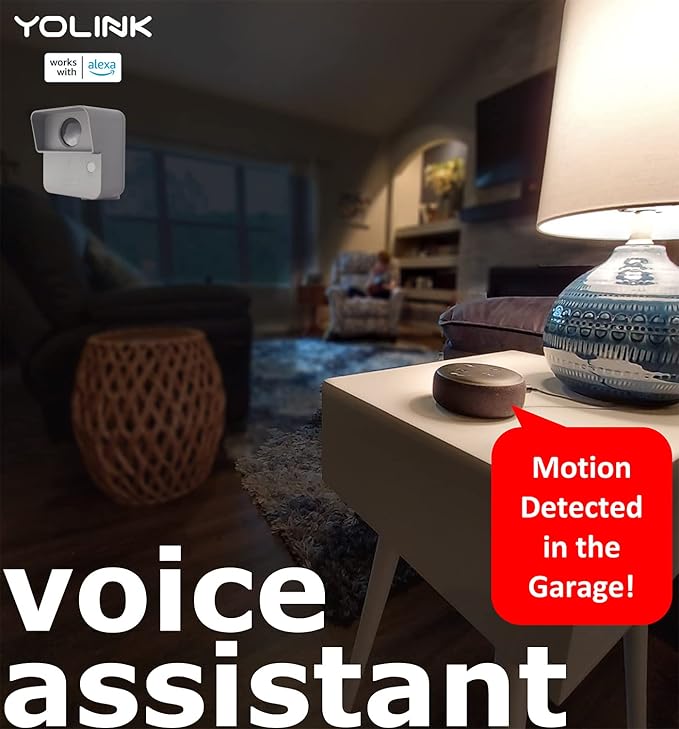 YoLink LoRa Smart Home Security Bundle: Hub + Outdoor Motion Sensor & 110dB Wireless Siren Alarm System with Email/SMS/Push Alerts, 1/4 Mile Range