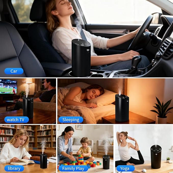 Waterless Diffuser, Rechargeable Hotel Scent Diffuser, 1500 Sq Ft Coverage, for Home, Large Room, Spa, Cream，Voice Control Smart AI