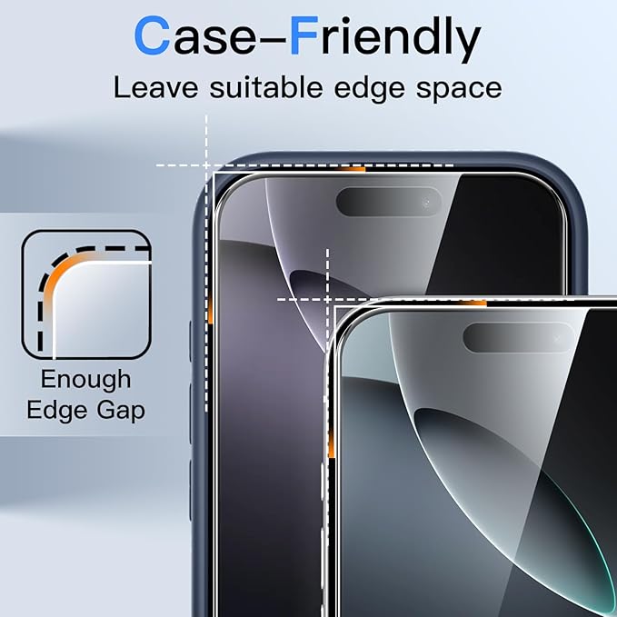 JETech 360 Degree Privacy Screen Protector for iPhone 16 Pro 6.3-Inch, 4-Way Anti-Spy Tempered Glass Film with Easy Installation Tool, 2-Pack