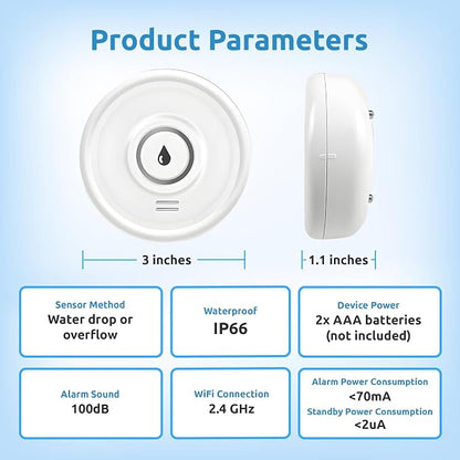 Drip Defender Pro Water Sensor WiFi Water Leak Detector for Home 100dB