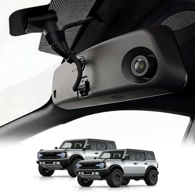 KCV 4K Mirror Dash Cam for Ford Bronco (Non-Sport Model) 2021–2025, Front 4K + Rear 1080P Camera, Integrated Replacement OEM Look, Plug & Play, Includes Free 64GB Card