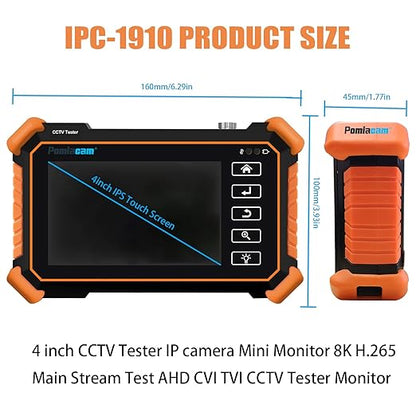 IP Camera Tester IPC-1910 Plus 4 inch Touch Screen IPC Tester 8K IP Camera Test 4K 8MP Coax AHD CVI TVI Display Video MonitorSupport H.265 POE PTZ WiFi RS485 Replace Camera Tester