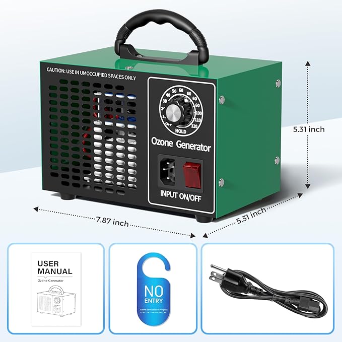 Ozone Generator 48000mg/h，Home/Commercial Ozone Machine for Odor Removal，O3 Deodorizer with 120-Min Timer for 4000 Square Feet，Mini sized appliance for Car, Rooms, Smoke, Pets