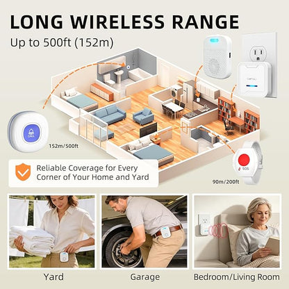 CallToU Caregiver Pager Wireless Call Button for Elderly/Senior,2026 New Version Pager with Vibration & Rechargeable,Nurse Alert System for Home Care Seniors (2 Pager and 2 Button)