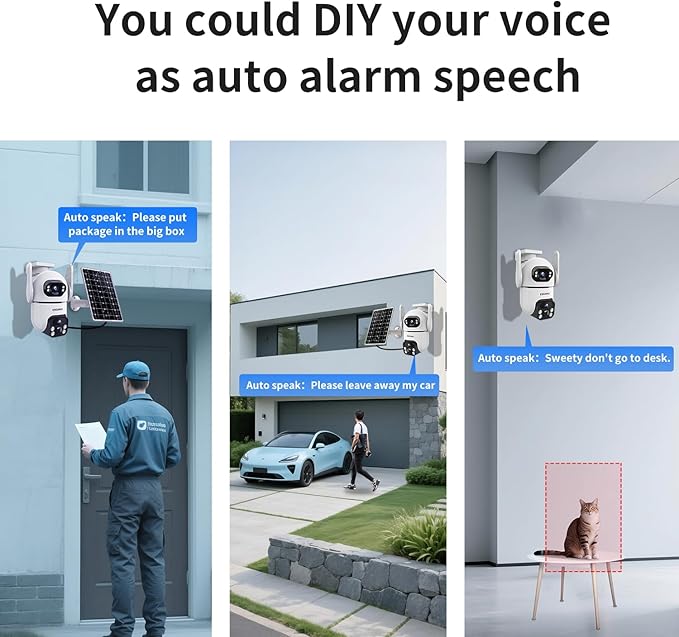 Dual Lens Security Cameras Wireless Outdoor for Home Security, 2K Ultra HD Resolution, 2.4GHz WiFi, 2-Way Audio, Color Night Vision, Motion Detection, PTZ 360 Coverage, No Monthly Fee, IP65 Waterproof