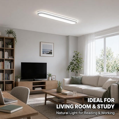 28.3 Inch Modern Smart LED Ceiling Light,40W High Brightness Linear Flush Mount Light Fixture,Dimmable Long Led Ceiling Lamp with Remote Control for Kitchen,Garage,Hallway,Laundry,Study Room