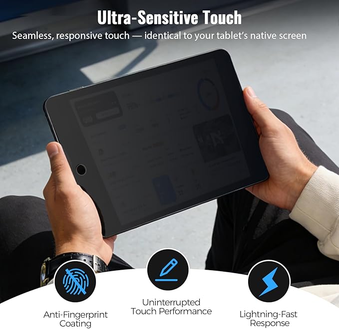 Matte Privacy Screen Protector for iPad 9th Generation 10.2 Inch 2022, Anti Spy Private Filter for iPad 8th/7th Gen 10.2", High Sensitive Bubble-Free Easy Install Black Security Screen, 1 Pack