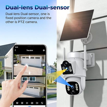 VOOPEAK 4G LTE Cellular Security Camera, Dual Lens 360° PTZ Auto Tracking