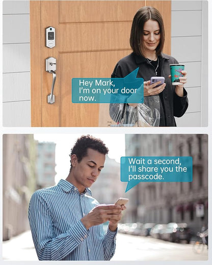 Keyless Entry Door Lock,HEANTLE Fingerprint Smart Deadbolts with Touchscreen Keypad for Front Door,Electronic Bluetooth Deadbolt with App Control,Auto Lock