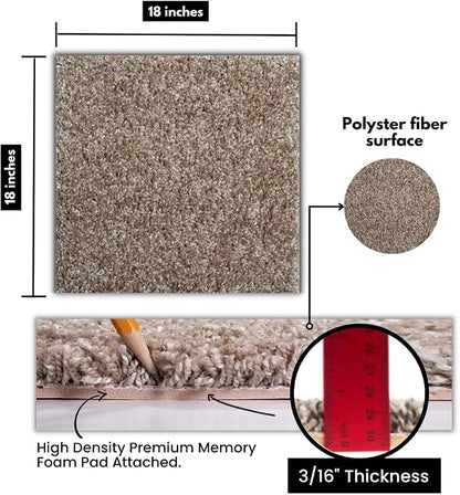 Smart Squares Easy Street Premium Plush Carpet Tiles, Made in USA – 18x18 Peel and Stick Floor Tiles with Attached Padding – Seamless DIY Carpet Squares (2.5 Sq Ft, 1 Tile, 858 Acorn)