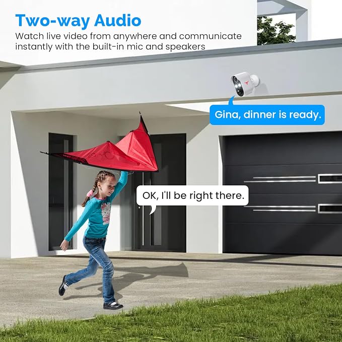1080P Wireless Security Camera Outdoor, Battery Powered, AI Human Detection, Color Night Vision, 2-Way Audio, IP65 Waterproof, 2.4G Wi-Fi, Cloud Storage (2-spotlights)
