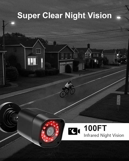 8CH 1080P Wired Security Camera System, AIWIXEN 8 x Surveillance Security Cameras Outdoor Home with Human Vehicle Detection, CCTV DVR with 512GB HDD, Remote Access, IP68 Waterproof, 24-7 Recording