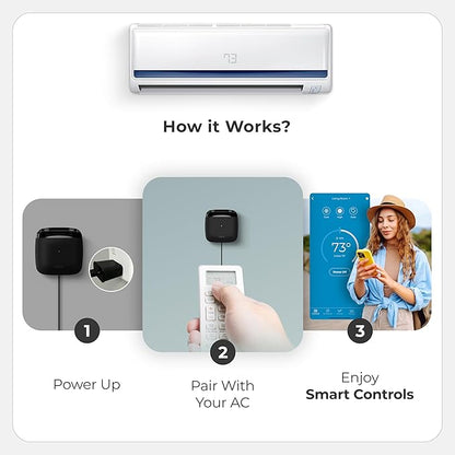 Breez Lite | Smart AC Controller for Mini-Split, Window & Portable Air Conditioners & Heat Pumps | Free App, No Subscriptions | Alexa, Google, Siri Shortcuts, SmartThings, IFTTT (Black)