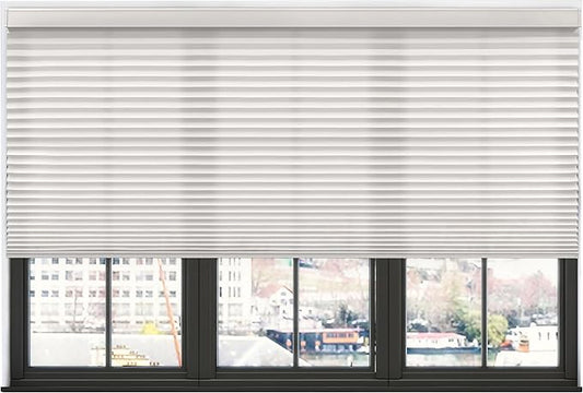 BlindsAvenue Simply Motorized Cellular Shades with Remote Control, Automatic Electric Cordless Wireless Blinds for Indoor Window, Light Filtering Blind, Color: White Dove, Size: 61" W x 72" L
