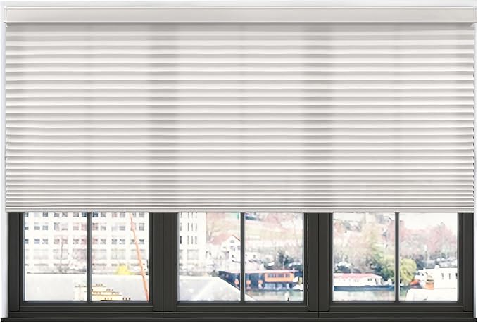 BlindsAvenue Simply Motorized Cellular Shades with Remote Control, Automatic Electric Cordless Wireless Blinds for Indoor Window, Light Filtering Blind, Color: White Dove, Size: 68.5" W x 72" L