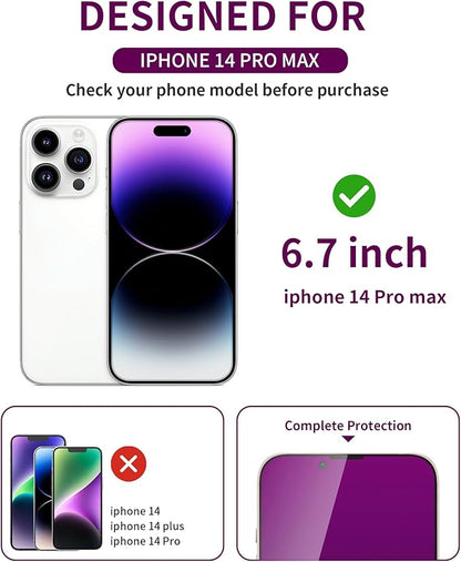 3 Pack Privacy Screen Protector for iPhone 14 Pro Max Tempered Glass 6.7inch Private Saver Anti-Spy Eye Protection Anti-Scratch Full Coverage