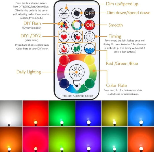SUNNEST LED Light Bulbs, 4 Pack Dimmable E26 LED Light Bulb, 10W RGBW Color Changing Light Bulb with Remote Control, Decorative Lights, Mood Light Bulb, Great for Home Decor, Stage, Party and More