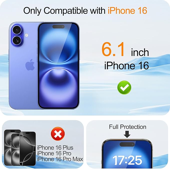 2 Pack For iPhone 16 Privacy Screen Protector Mirror Effect Tempered Glass For iPhone16 6.1inch Mirrored Anti-Spy Easy Installation Frame Case Friendly No Bubble (Silver)