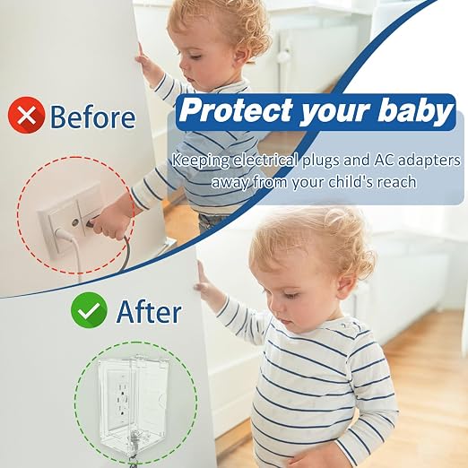Smart Home Switch Cover,Baby Proof Light Outlet Covers,Wall Plug Box,Kids Electrical Protector Box Fits Outlet 4.95" H X 3.35" W X 2.56" D or Smaller