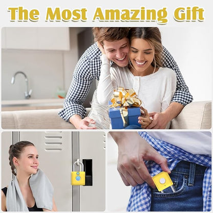 Pothunder Fingerprint Padlock, Smart Padlock, Locker Lock, Fingerprint Lock with APP Unlock, USB Rechargeable, Suitable for Gym Locker, Locker(Lemon Yellow)