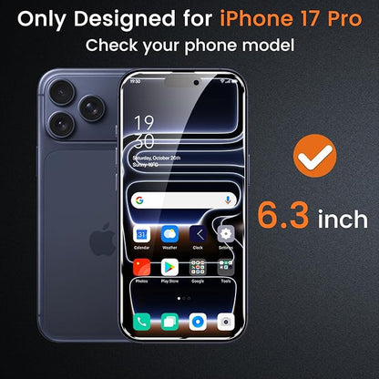 Lesakit 4 Pack Privacy Screen Protector for iPhone 17 Pro 6.3-Inch with 4 Pack Camera Lens Protector, Anti Spy Tempered Glass Film 9H Hardness Bubble Free Case Friendly