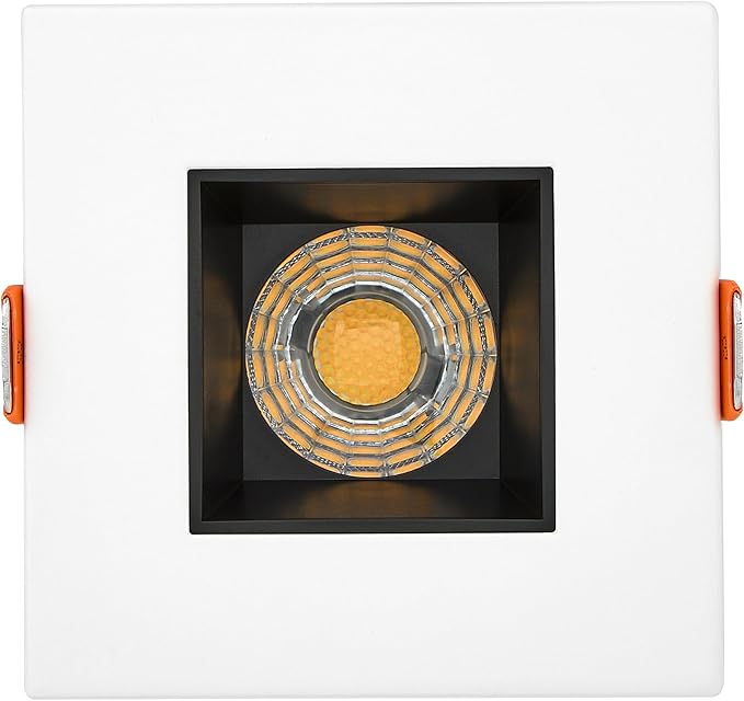 Maxxima 2 in. Ultra-Thin Recessed Anti-Glare LED Downlight - Canless IC Rated, 500 Lumens, 5 Color Temperature Selectable 2700K/3000K/3500K/4000K/5000K, Dimmable Square White Trim Black Baffle, 90 CRI