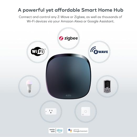 EzloPlus Whole Home Leak Protection Kit | Includes 1 Smart Home Hub + 2 Water Leak Sensors + 1 ¾" Z-Wave Smart Water Shut-Off Valve
