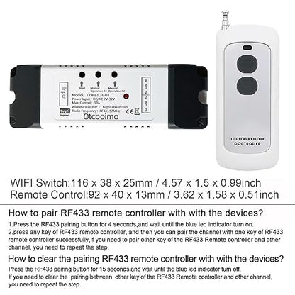 WiFi Smart Linear Actuator Motor Controller, Forward and Reverse Relay, DIY Switch for Smart Home Automation, Tuya APP / RF433Mhz 328FT Remote Control, Timer, (DC5V 12V 24V 32V)