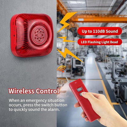 3 Pack Wireless RF 433MHz Fire Alarm Panel, Manual Fire Bell, Wireless Sound Light Alarm Security System, Smart Alert Remote Control (US Plug)