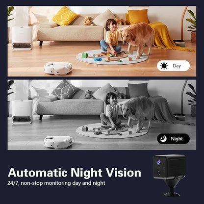 4G LTE Cellular Wireless Security Camera, with SIM Card and Memory Card, 2K HD Mini No WiFi Camera, Auto Night Vision, Real-Time Notifications,Portable Battery Operated Small Camera