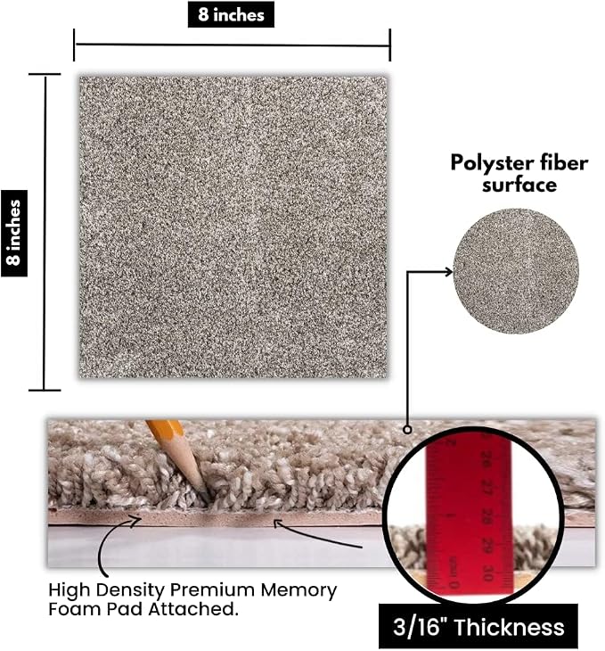 Smart Squares Easy Street Premium Made in The USA Carpet Tiles 18x18 Inch, Soft Padded, Seamless Appearance, Peel and Stick for Easy DIY Installation (1970 Millstone, Sample (8” x 8”))