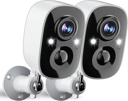Security Cameras Wireless Outdoor, 2.5K WiFi Battery Powered Cameras for Home Security with AI Motion Detection, Color Night Vision, IP66 Weatherproof, 2-Way Audio, SD/Cloud Storage, 2-Pack