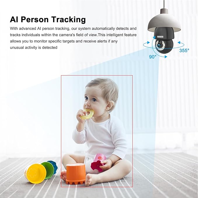 EVERSECU HD 2K 3.0MP Wireless Light Bulb Security Camera with E27 Light Connector, Motion Auto Tracking, 2 Way Audio, Spotlight Night Vision, Free APP, WiFi Screw-in CCTV Camera, Black(4pack)