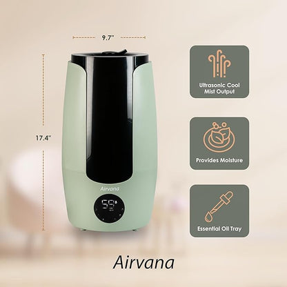 2.25 Gallon (8.5 Liter) Top Fill Digital Humidifier with LED Display Screen, Sleep Mode, and Coverage up to 757 Square Feet, AV200HUM Sage