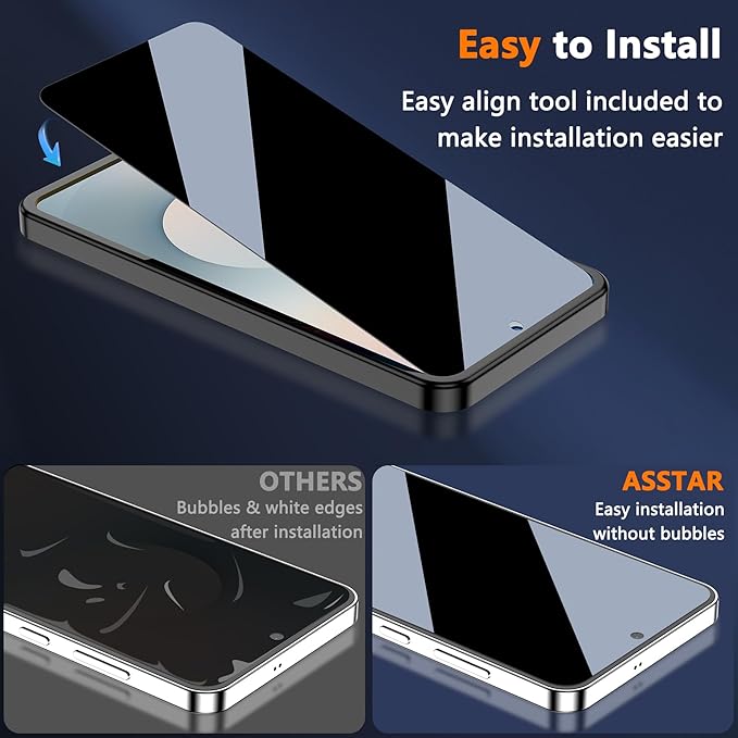 Asstar [2 Pack] Privacy Screen Protector for Samsung Galaxy S25 FE,9H Tempered Glass Privacy Samsung Galaxy S25 FE Screen Protector,Anti-Scratch Case Friendly Bubble Free Easy Install Accessories