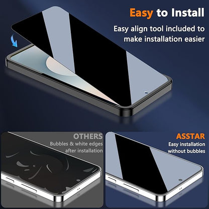 Asstar [2 Pack] Privacy Screen Protector for Samsung Galaxy S25 FE,9H Tempered Glass Privacy Samsung Galaxy S25 FE Screen Protector,Anti-Scratch Case Friendly Bubble Free Easy Install Accessories