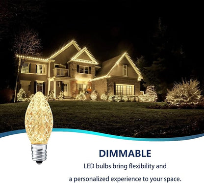 25 Pack C7 LED Replacement Bulbs- Warm White Bulbs Dimmable for Christmas Outdoor Indoor String Lights, IP65 Waterproof White LED Night Light Bulbs, 0.72 Watts, C7/E12 Candelabra Base