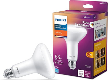 Philips LED Flicker-Free Frosted Dimmable BR40 Light Bulb - EyeComfort Technology - 800 Lumen & Flicker-Free Frosted Dimmable BR30 Light Bulb - EyeComfort Technology - 650 Lumen