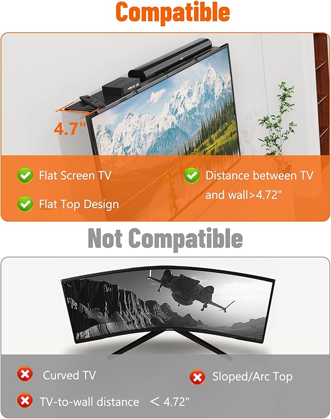 Soundbar Mount, No Drilling Steel TV Top Shelf Fits Most of Sound Bars Up to 15 Lbs, Universal Sound Bar TV Mount Bracket, Sound Bar Stand Compatible with Samsung, Sony, LG,Bose, 16.9x4.7inch