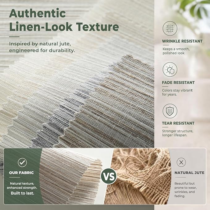 ZSHINE Motorized Linen-Look Roller Shades for Windows, Rechargeable Smart Light Filtering Blinds Compatible with Alexa (82190E)