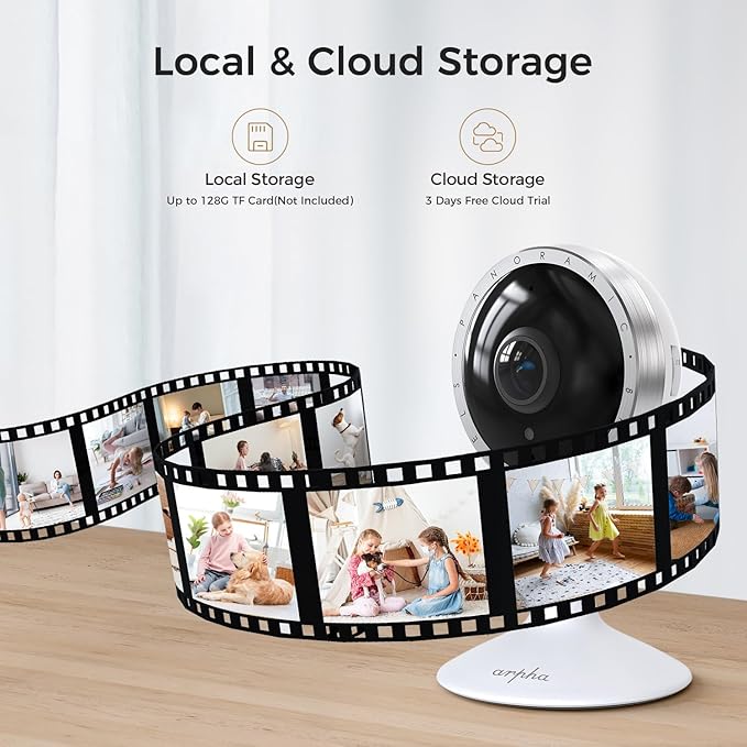 ARPHA 4K Indoor Security Camera, WiFi Pet Camera for Home Security with PIR Human Detection, Sound Detection, Night Version Two-Way Talk, Support TF Card & Cloud Storage