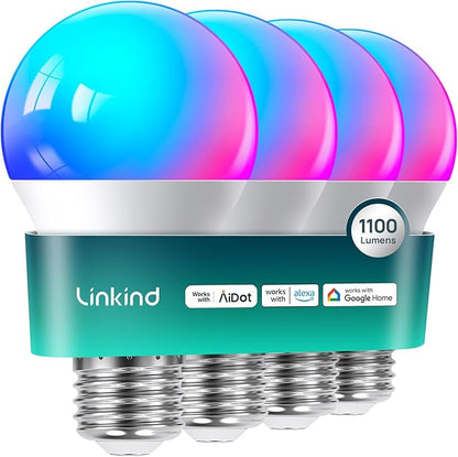 Linkind Smart Light Bulbs 1100LM (75W Equivalent) 4Pack Bundle Smart Light Bulbs 800LM (60W Equivalent) 4Pack (Compatible with Alexa & Google Home)