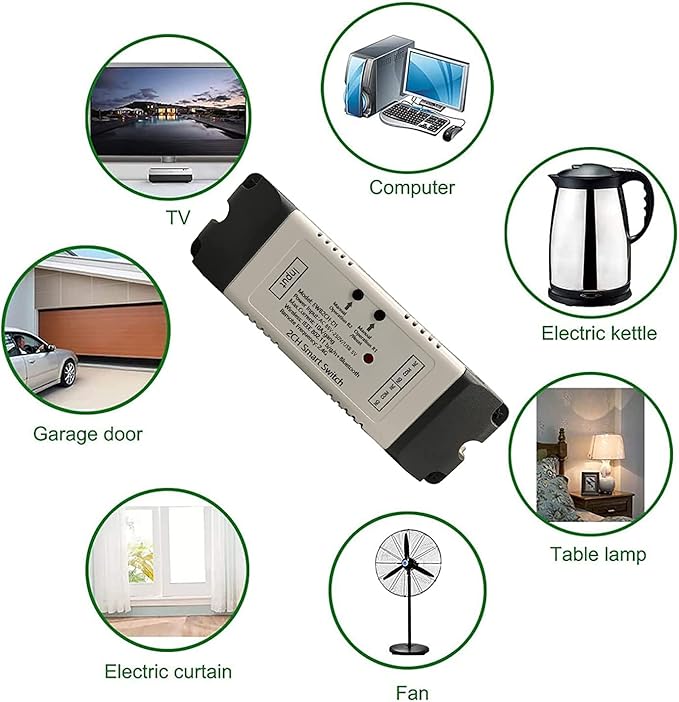 2 Channel EWelink Wireless Switch with Enclosure WiFi Switch Module Remote Control DIY Smart Home Bluetooth Relay 5V/AC85V-250V Power Input Compatible with Alexa Google Home
