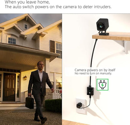 Automatic Privacy Switch for Wyze Camera Wyze cam v4 v3 og Indoor Security Camera, USB On Off, Auto Off at Home/On Away, No Need Manual Switching (Black)