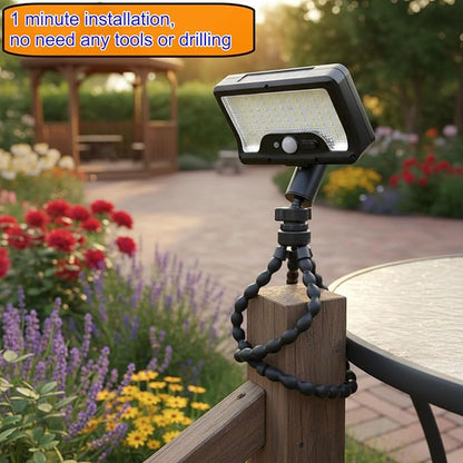 HULPPRE Solar Motion Sensor Lights Outdoor with Octopus Stand,Clip On, 92 LEDs,IP65 Waterproof, 360° Rotatable, 3 Modes Wall Lamp,for Front Door, Yard, Patio, Deck, Camping